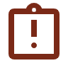 Red warning icon with an exclamation mark inside a rounded square badge